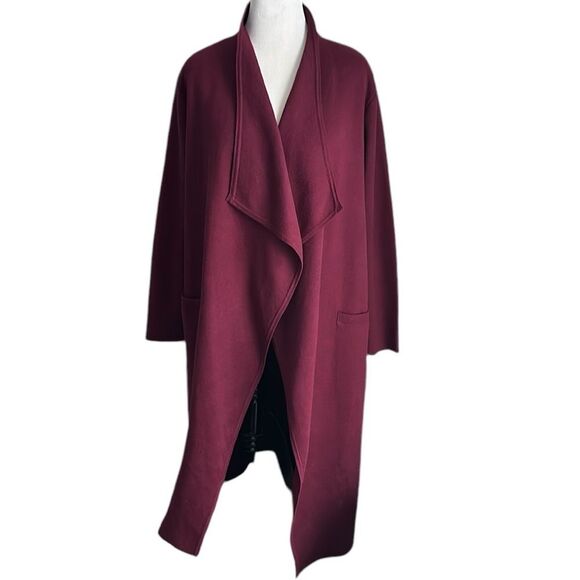 Soia and Kyo Ariana Cotton Wool Blend Long Cardigan in Bordeaux Size L/XL - Picture 1 of 12